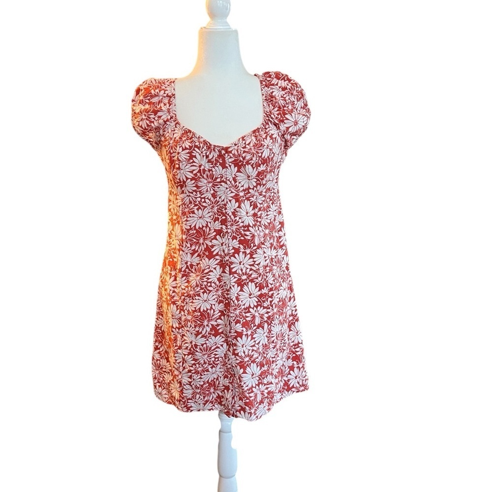 Madewell Red and White Floral Mini Dress Size Small